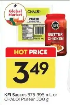 Sobeys KFI Sauces or CHALO! Paneer offer