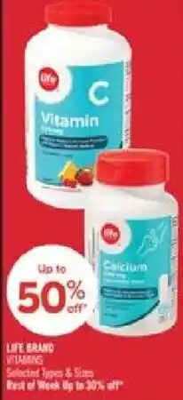 Shoppers Drug Mart Life brand vitamins offer