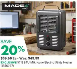 Kent Made4 Supply 5118 BTU Milkhous Electric Utility Heater offer