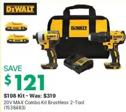 Kent DeWalt 20V MAX Combo Kit Brushless 2-Tool offer
