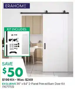 Kent Erahome 36" x 84" 2-Panel Primed Barn Door Kit offer