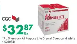 Kent CGC Sheetrock All Purpose Lite Drywall Compound White offer