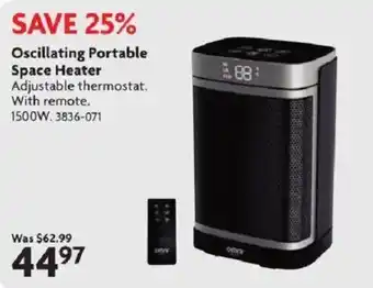 Omni oscillating portable space heater
