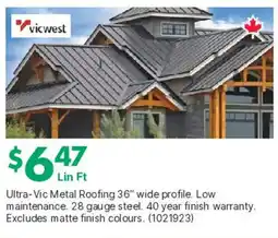 Kent Vicwest ultra-vic metal roofing offer