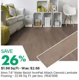 Kent 8mm 7.6" Water Resist 1mmPad Attach Cannolo Laminate Flooring offer