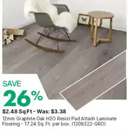Kent 12mm Graphite Oak H2O Resist Pad Attach Laminate Flooring offer