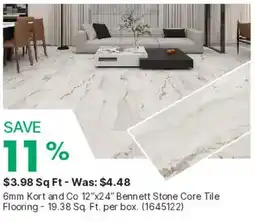 Kent 6mm Kort and Co 12"x24" Bennett Stone Core Tile Flooring offer