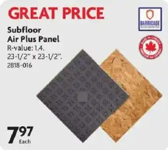 Barricade subfloor air plus panel