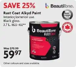 Home Hardware Beautitone rustcoat alkyd paint offer