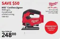 Home Hardware Milwaukee M18 Cordless Jigsaw offer
