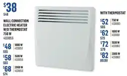 Canac wall convection electric heater w/o thermostat offer