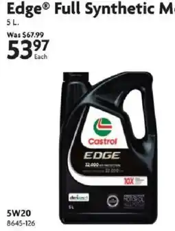 Home Hardware Castrol edge full synthetic motor oil offer