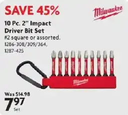 Home Hardware Milwaukee 10 Pc. 2" Impact Driver Bit Set offer