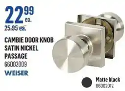 Canac Weiser cambie door knob satin nickel passage offer