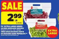Atlantic Superstore PC extra large green or red seedless grapes offer