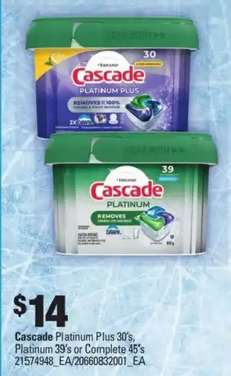 Cascade Platinum Plus 30's or Platinum 39's or Complete 45's