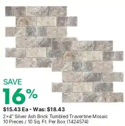 Kent Silver Ash Brick Tumbled Travertine Mosaic offer