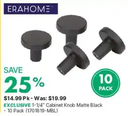 Kent Erahome 1-1/4" Cabinet Knob Matte Black offer