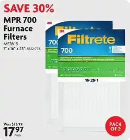 Home Hardware 3m mpr 700 furnace filters offer