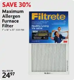 Home Hardware Filtrete Maximum Allergen Furnace Filter offer