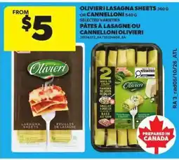 Atlantic Superstore Olivieri lasagna sheets or cannelloni offer