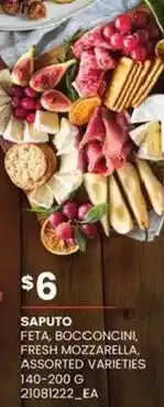 Atlantic Superstore Saputo feta, bocconcini, fresh mozzarella, assorted varieties offer
