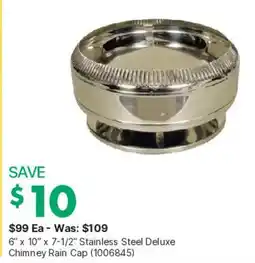 Kent Stainless Steel Deluxe Chimney Rain Cap offer