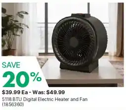 Kent 5118 BTU Digital Electric Heater and Fan offer