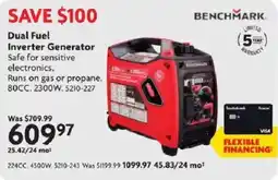 Home Hardware Benchmark dual fuel inverter generator offer