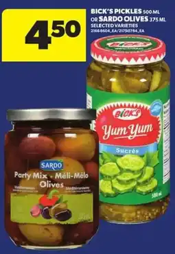 Atlantic Superstore Bick's pickles or Sardo olives offer