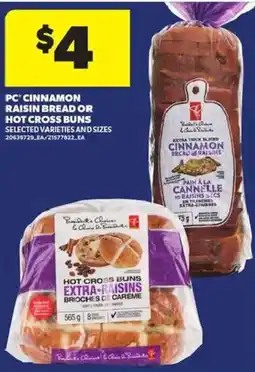 Atlantic Superstore PC cinnamon raisin bread or hot cross buns offer