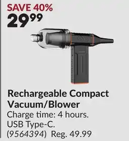 Princess Auto Rechargeable Compact Vacuum/Blower offer