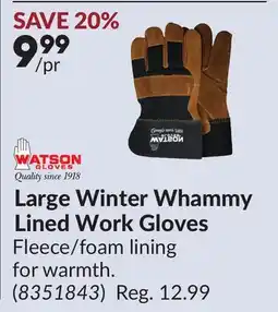 Princess Auto Large Winter Whammy Lined Work Gloves offer