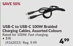 Princess Auto USB-C to USB-C 100W Braided Charging Cables, Assorted Colours offer