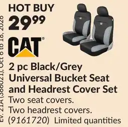 Princess Auto 2 pc Black/ Grey Universal Bucket Seat and Headrest Cover Set offer
