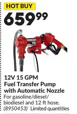 Princess Auto 12V 15 GPM Fuel Transfer Pump with Automatic Nozzle offer