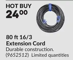 Princess Auto 80 ft 16/3 Extension Cord offer