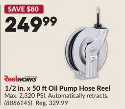 Princess Auto 1/2 in. x 50 ft Oil Pump Hose Reel offer