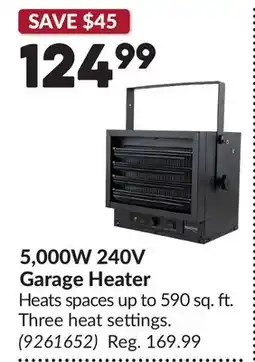 Princess Auto 5,000W 240V Garage Heater offer