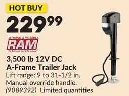 Princess Auto 3,500 lb 12V DC A-Frame Trailer Jack offer