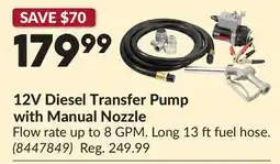 Princess Auto 12V Diesel Transfer Pump with Manual Nozzle offer