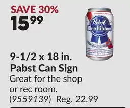 Princess Auto 9-1/2 x 18 in. Pabst Can Sign offer