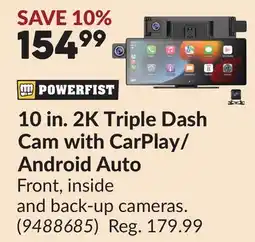 Princess Auto 10 in. 2K Triple Dash Cam with CarPlay/Android Auto offer
