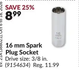 Princess Auto 16 mm Spark Plug Socket offer