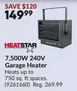 Princess Auto 7,500W 240V Garage Heater offer