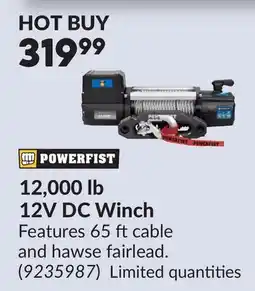 Princess Auto 12V DC Winch Features 65 ftcable offer