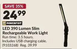 Princess Auto LED 390 Lumen Slim Rechargeable Work Light offer