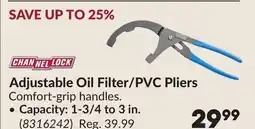 Princess Auto Adjustable Oil Filter/PVC Pliers offer