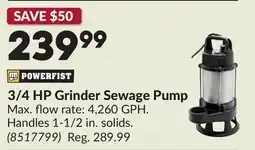 Princess Auto 3/4 HP Grinder Sewage Pump offer