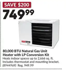 Princess Auto 80,000 BTU Natural Gas Unit Heater with LP Conversion Kit offer